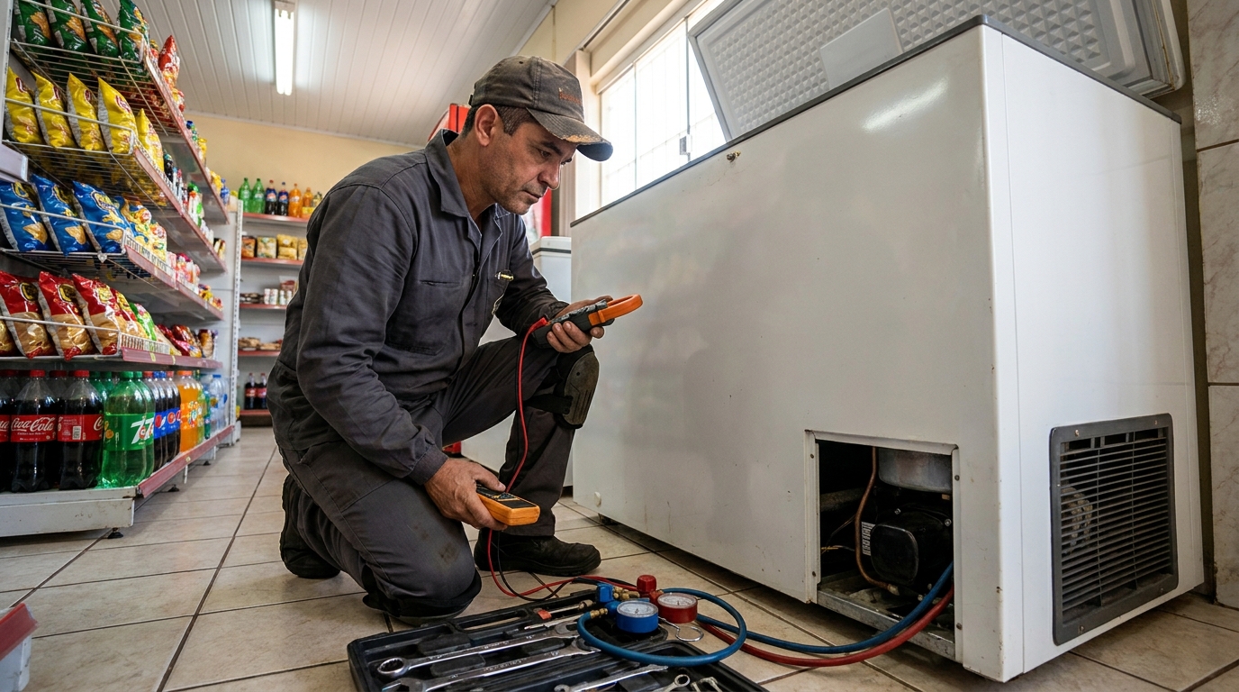 Reparo na placa eletrônica do freezer em Natal‑RN
